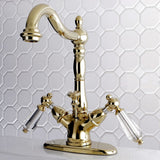 Wilshire Double-Handle 1-or-3 Hole Deck Mount 4-Inch Centerset Bathroom Faucet with Brass Pop-Up