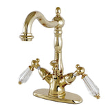 Wilshire Double-Handle 1-or-3 Hole Deck Mount 4-Inch Centerset Bathroom Faucet with Brass Pop-Up