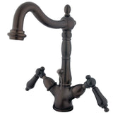 Heritage Double-Handle 1-or-3 Hole Deck Mount 4-Inch Centerset Bathroom Faucet with Brass Pop-Up