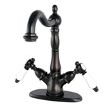 Bel-Air Double-Handle 1-or-3 Hole Deck Mount 4-Inch Centerset Bathroom Faucet with Brass Pop-Up