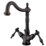 Naples Double-Handle 1-or-3 Hole Deck Mount 4-Inch Centerset Bathroom Faucet with Brass Pop-Up