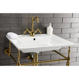 Heritage Double-Handle 1-or-3 Hole Deck Mount 4-Inch Centerset Bathroom Faucet with Brass Pop-Up