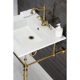 Heritage Double-Handle 1-or-3 Hole Deck Mount 4-Inch Centerset Bathroom Faucet with Brass Pop-Up