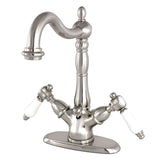 Bel-Air Double-Handle 1-or-3 Hole Deck Mount 4-Inch Centerset Bathroom Faucet with Brass Pop-Up