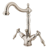 Naples Double-Handle 1-or-3 Hole Deck Mount 4-Inch Centerset Bathroom Faucet with Brass Pop-Up