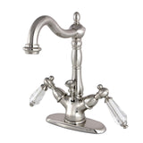 Wilshire Double-Handle 1-or-3 Hole Deck Mount 4-Inch Centerset Bathroom Faucet with Brass Pop-Up