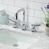 Hallerbos Two-Handle 3-Hole Deck Mount Widespread Bathroom Faucet with Push Pop-Up Drain