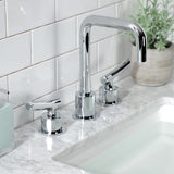 Hallerbos Two-Handle 3-Hole Deck Mount Widespread Bathroom Faucet with Push Pop-Up Drain