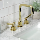 Hallerbos Two-Handle 3-Hole Deck Mount Widespread Bathroom Faucet with Push Pop-Up Drain