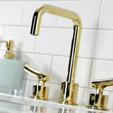 Hallerbos Two-Handle 3-Hole Deck Mount Widespread Bathroom Faucet with Push Pop-Up Drain