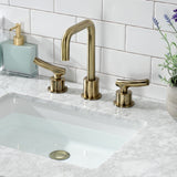 Hallerbos Two-Handle 3-Hole Deck Mount Widespread Bathroom Faucet with Push Pop-Up Drain