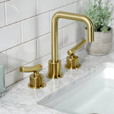 Hallerbos Two-Handle 3-Hole Deck Mount Widespread Bathroom Faucet with Push Pop-Up Drain