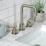 Hallerbos Two-Handle 3-Hole Deck Mount Widespread Bathroom Faucet with Push Pop-Up Drain