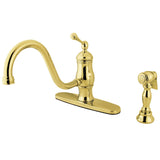 Heritage Single-Handle 2-or-4 Hole Deck Mount Kitchen Faucet with Brass Side Sprayer