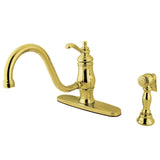 Gourmetier Single-Handle 2-or-4 Hole Deck Mount Kitchen Faucet with Brass Side Sprayer