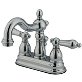 Heritage Double-Handle 3-Hole Deck Mount 4-Inch Centerset Bathroom Faucet with Brass Pop-Up