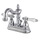 Bel-Air Double-Handle 3-Hole Deck Mount 4-Inch Centerset Bathroom Faucet with Brass Pop-Up