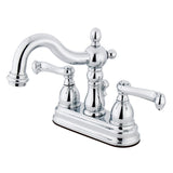 Heritage Double-Handle 3-Hole Deck Mount 4-Inch Centerset Bathroom Faucet with Brass Pop-Up