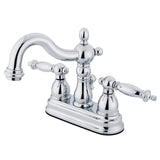 Heritage Double-Handle 3-Hole Deck Mount 4-Inch Centerset Bathroom Faucet with Brass Pop-Up