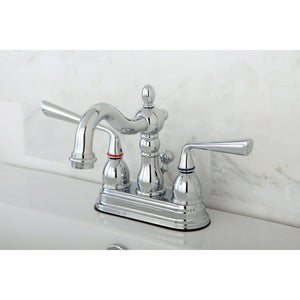 Silver Sage Double-Handle 3-Hole Deck Mount 4-Inch Centerset Bathroom Faucet with Brass Pop-Up