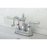 Silver Sage Double-Handle 3-Hole Deck Mount 4-Inch Centerset Bathroom Faucet with Brass Pop-Up