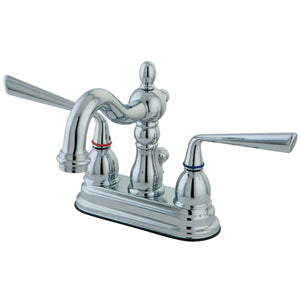 Silver Sage Double-Handle 3-Hole Deck Mount 4-Inch Centerset Bathroom Faucet with Brass Pop-Up