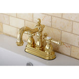 Double-Handle 3-Hole Deck Mount 4-Inch Centerset Bathroom Faucet with Brass Pop-Up