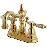 Double-Handle 3-Hole Deck Mount 4-Inch Centerset Bathroom Faucet with Brass Pop-Up