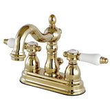 Bel-Air Double-Handle 3-Hole Deck Mount 4-Inch Centerset Bathroom Faucet with Brass Pop-Up