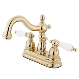 Heritage Double-Handle 3-Hole Deck Mount 4-Inch Centerset Bathroom Faucet with Brass Pop-Up