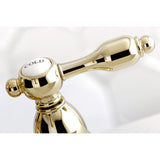 Tudor Double-Handle 3-Hole Deck Mount 4-Inch Centerset Bathroom Faucet with Brass Pop-Up