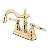 Heritage Double-Handle 3-Hole Deck Mount 4-Inch Centerset Bathroom Faucet with Brass Pop-Up