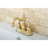 Silver Sage Double-Handle 3-Hole Deck Mount 4-Inch Centerset Bathroom Faucet with Brass Pop-Up