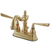 Silver Sage Double-Handle 3-Hole Deck Mount 4-Inch Centerset Bathroom Faucet with Brass Pop-Up