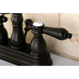 Double-Handle 3-Hole Deck Mount 4-Inch Centerset Bathroom Faucet with Brass Pop-Up