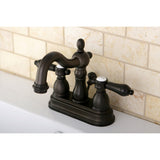 Double-Handle 3-Hole Deck Mount 4-Inch Centerset Bathroom Faucet with Brass Pop-Up