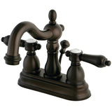 Double-Handle 3-Hole Deck Mount 4-Inch Centerset Bathroom Faucet with Brass Pop-Up