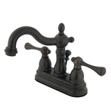 Heritage Double-Handle 3-Hole Deck Mount 4-Inch Centerset Bathroom Faucet with Brass Pop-Up