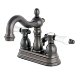 Bel-Air Double-Handle 3-Hole Deck Mount 4-Inch Centerset Bathroom Faucet with Brass Pop-Up