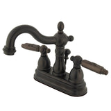 Heritage Double-Handle 3-Hole Deck Mount 4-Inch Centerset Bathroom Faucet with Brass Pop-Up