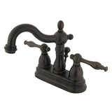 Heritage Double-Handle 3-Hole Deck Mount 4-Inch Centerset Bathroom Faucet with Brass Pop-Up