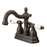 Heritage Double-Handle 3-Hole Deck Mount 4-Inch Centerset Bathroom Faucet with Brass Pop-Up