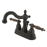 Heritage Double-Handle 3-Hole Deck Mount 4-Inch Centerset Bathroom Faucet with Brass Pop-Up