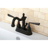 Silver Sage Double-Handle 3-Hole Deck Mount 4-Inch Centerset Bathroom Faucet with Brass Pop-Up