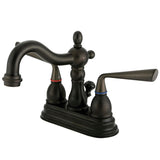 Silver Sage Double-Handle 3-Hole Deck Mount 4-Inch Centerset Bathroom Faucet with Brass Pop-Up