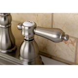 Double-Handle 3-Hole Deck Mount 4-Inch Centerset Bathroom Faucet with Brass Pop-Up