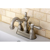 Double-Handle 3-Hole Deck Mount 4-Inch Centerset Bathroom Faucet with Brass Pop-Up