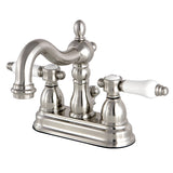 Bel-Air Double-Handle 3-Hole Deck Mount 4-Inch Centerset Bathroom Faucet with Brass Pop-Up