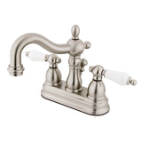 Heritage Double-Handle 3-Hole Deck Mount 4-Inch Centerset Bathroom Faucet with Brass Pop-Up