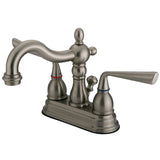 Silver Sage Double-Handle 3-Hole Deck Mount 4-Inch Centerset Bathroom Faucet with Brass Pop-Up